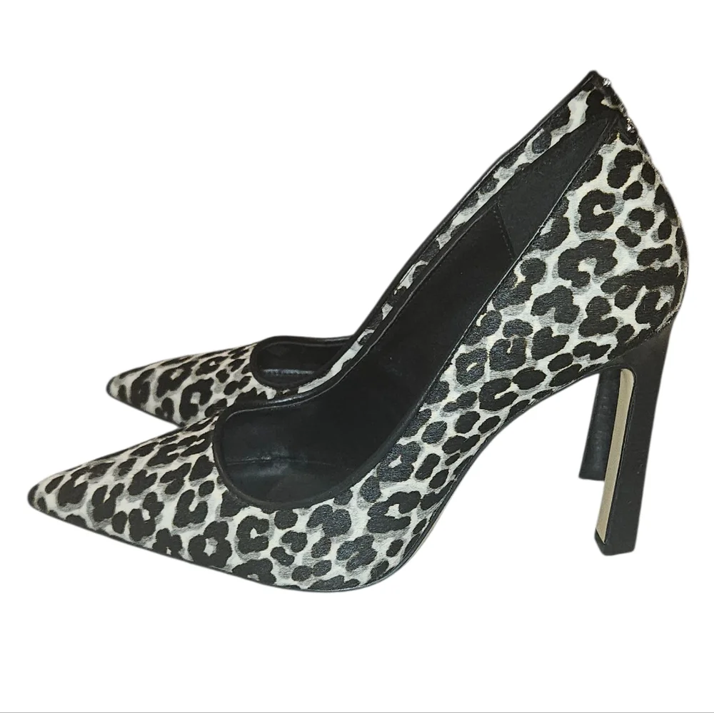 Michael Kors Black and White Animal Print Heels Size 7.5 Exellent Condition - Picture 1 of 11